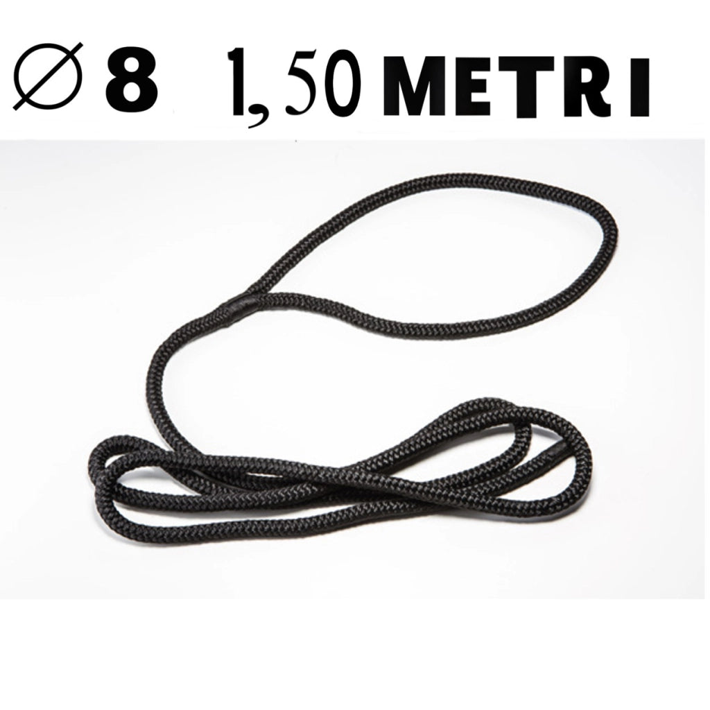 Cima in poliestere con occhiello per fissaggio parabordi diametro 8 mm 1,50 metri nera nautica