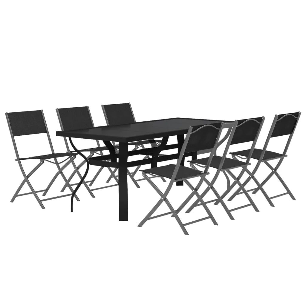 Set da Pranzo da Giardino 7 pz Grigio e Nero 3102919