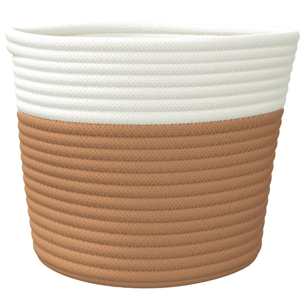 Cestini Portaoggetti 2 pz Marrone e Bianco ?24x18 cm in Cotone CFW4607307