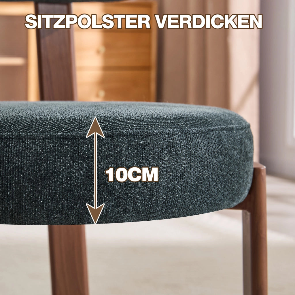 Sedia da Pranzo Moderna in Tessuto ¨C MINIMAL ¨C Nero, Set 2 Pezzi, Schienale ad Arco