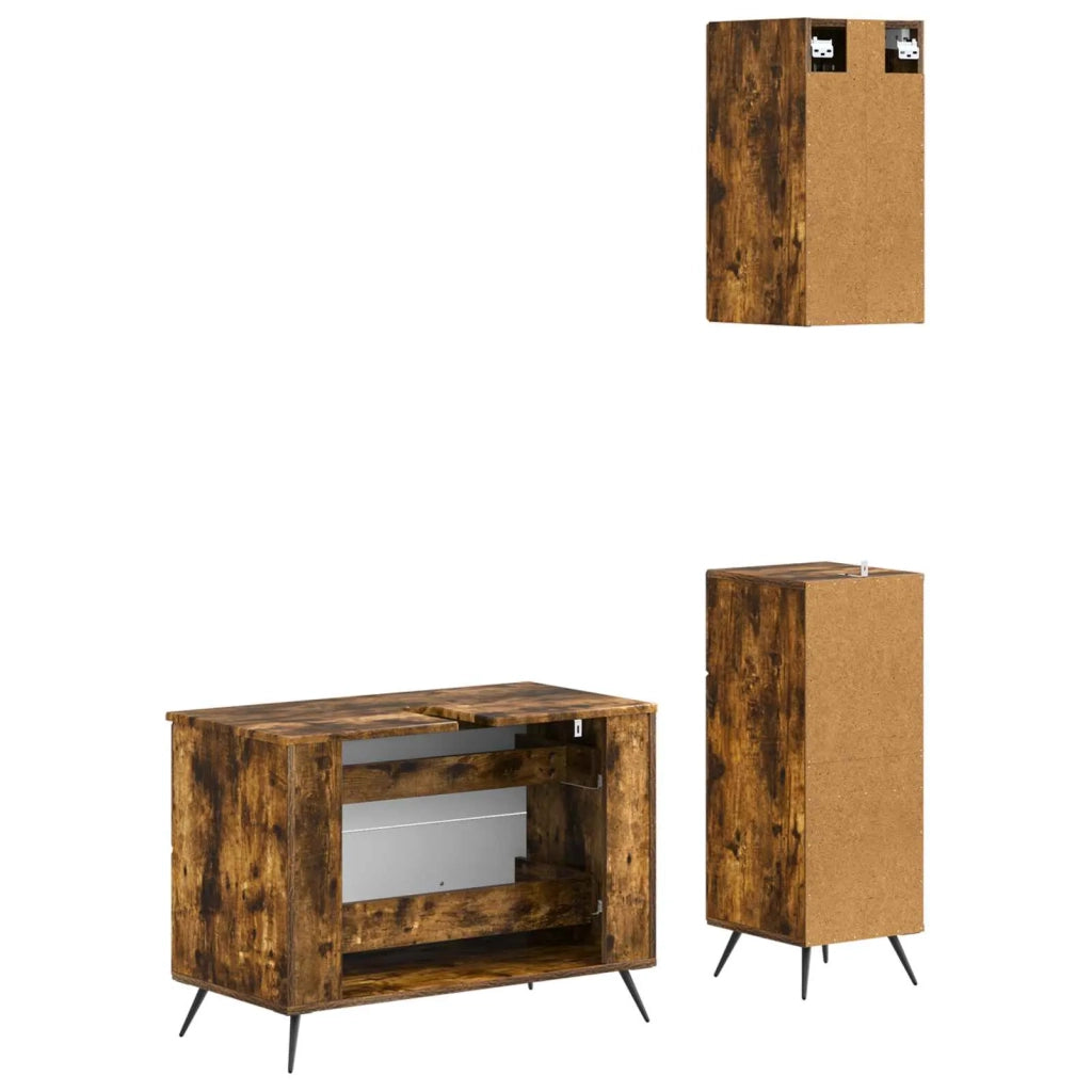 Set di armadietti da bagno in 3 pezzi BREDA Rovere Fumo 3417806