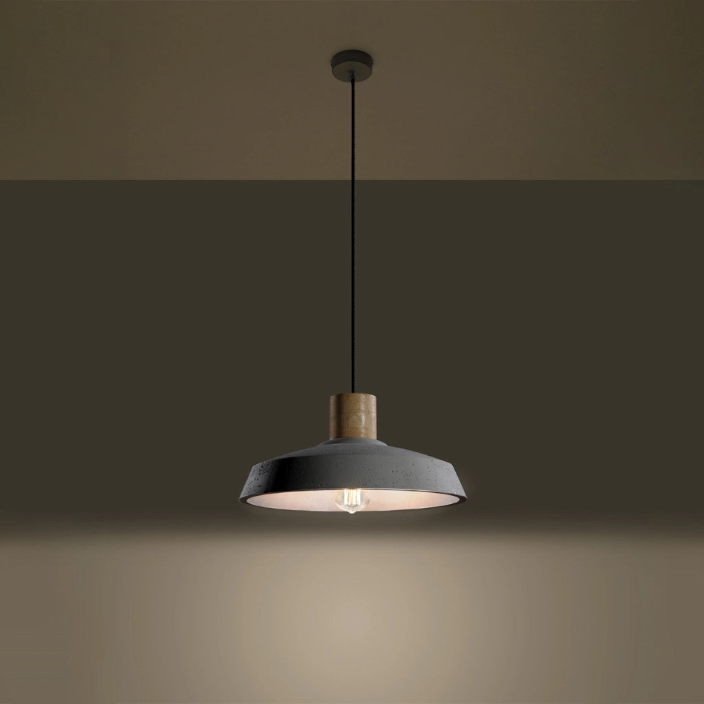 Lampada a sospensione Afra Persian Indigo 40x18cm Cemento Legno Grigio Industriale