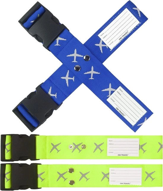Cinturone di trasporto per valigie - Cinturone per valigie colorato e regolabile con etichetta di destinazione