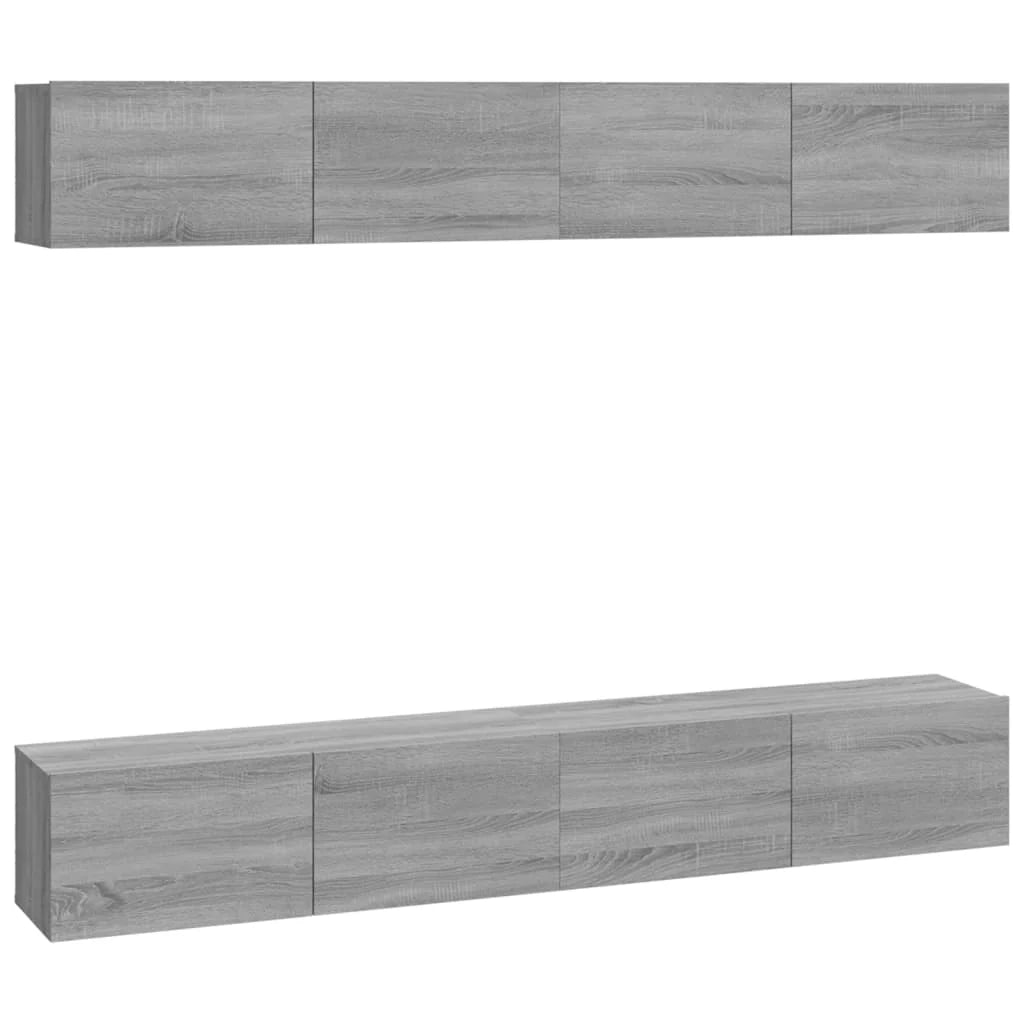Mobile TV multimediale da parete mensola TV credenza mobile TV sala da pranzo soggiorno camera da letto 4 pezzi Sonoma 100 x 30 x 30 cm grigio 02_0029087