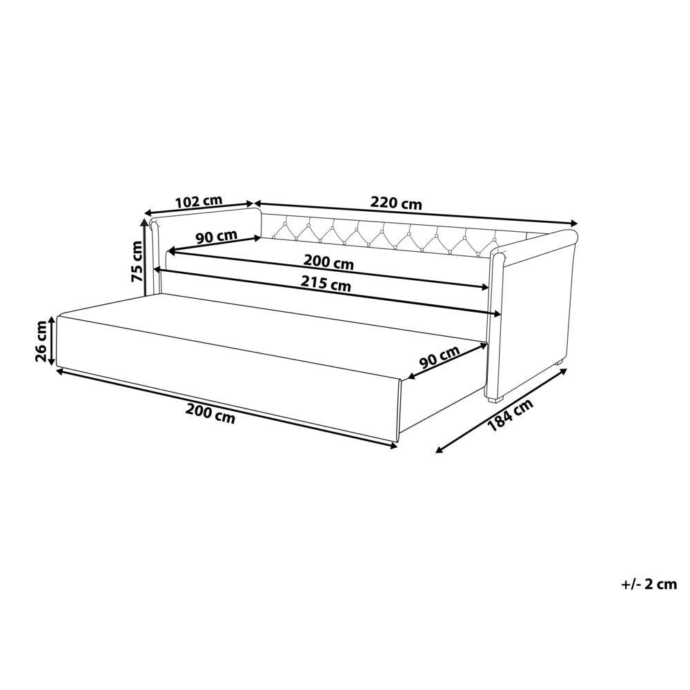 Letto singolo con letto aggiuntivo a scomparsa in velluto 90 x 200 cm rosa pastello cameretta stile moderno