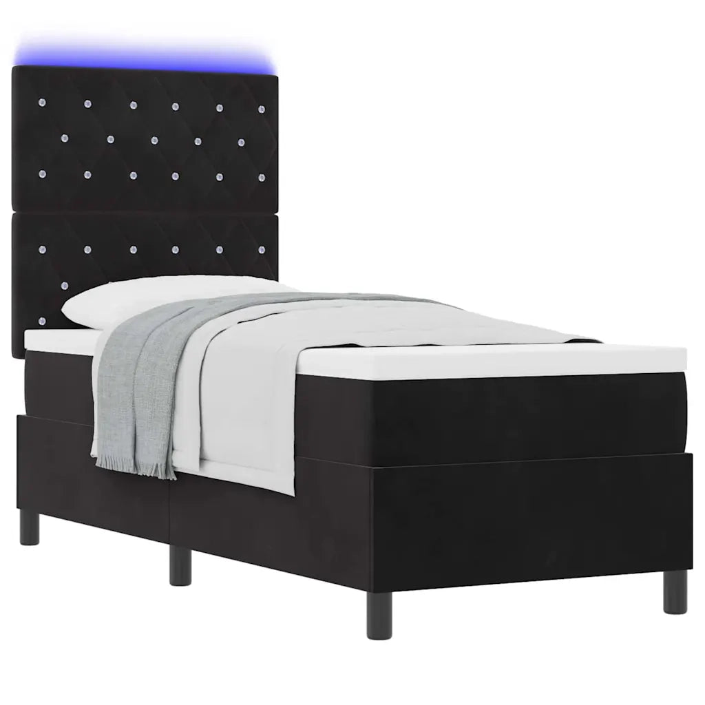 Letto a Sorgente LED con materasso Nero 80 x 200 cm Tessuto 3343210