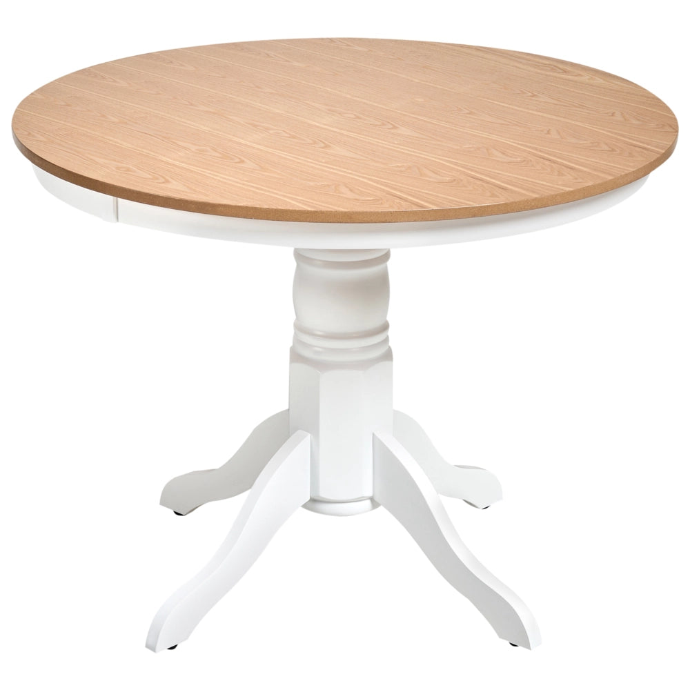 Tavolo da pranzo rotondo in legno di frassino con piedistallo 100 cm stile retrò vintage