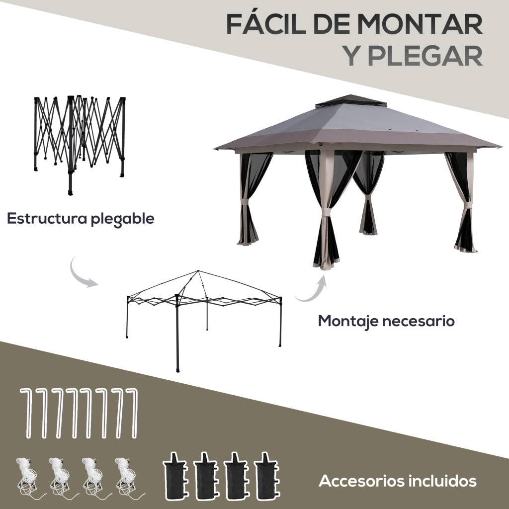 Carpa Pieghevole Pop-up 4x4x2.8 m ¨C Zephmum ¨C Grigio Chiaro