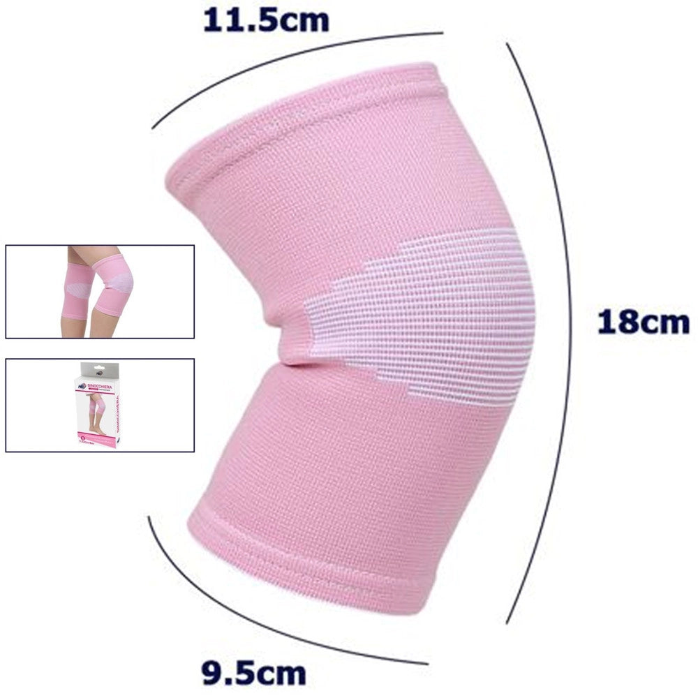 Trade Shop - Coppia Ginocchiere Fascia Elastica Anallergica Lavabile Per Bambini Rosa Tg. S -