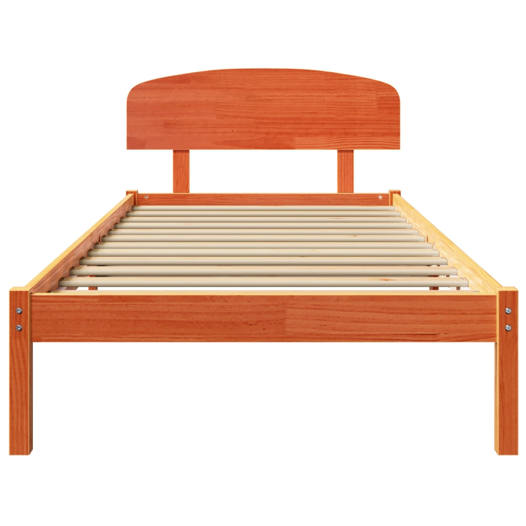 Struttura Letto con Testiera Marrone Cerato 90x190 cm Legno Massello di Pino