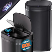 ® Cestino per Rifiuti con Sensore 50L in Acciaio Inox Pattumiera con Fissaggio Coperchio incl. Cavo USB Secchio Display LED