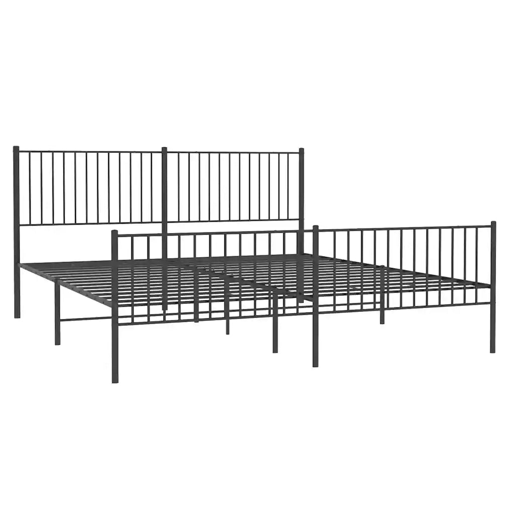 Giroletto con Testiera e Pediera-Struttura Letto Metallo Nero 193x203 cm 951015