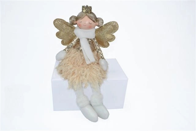 Angelo Decorativo Natalizio in Stoffa Oro 37 cm