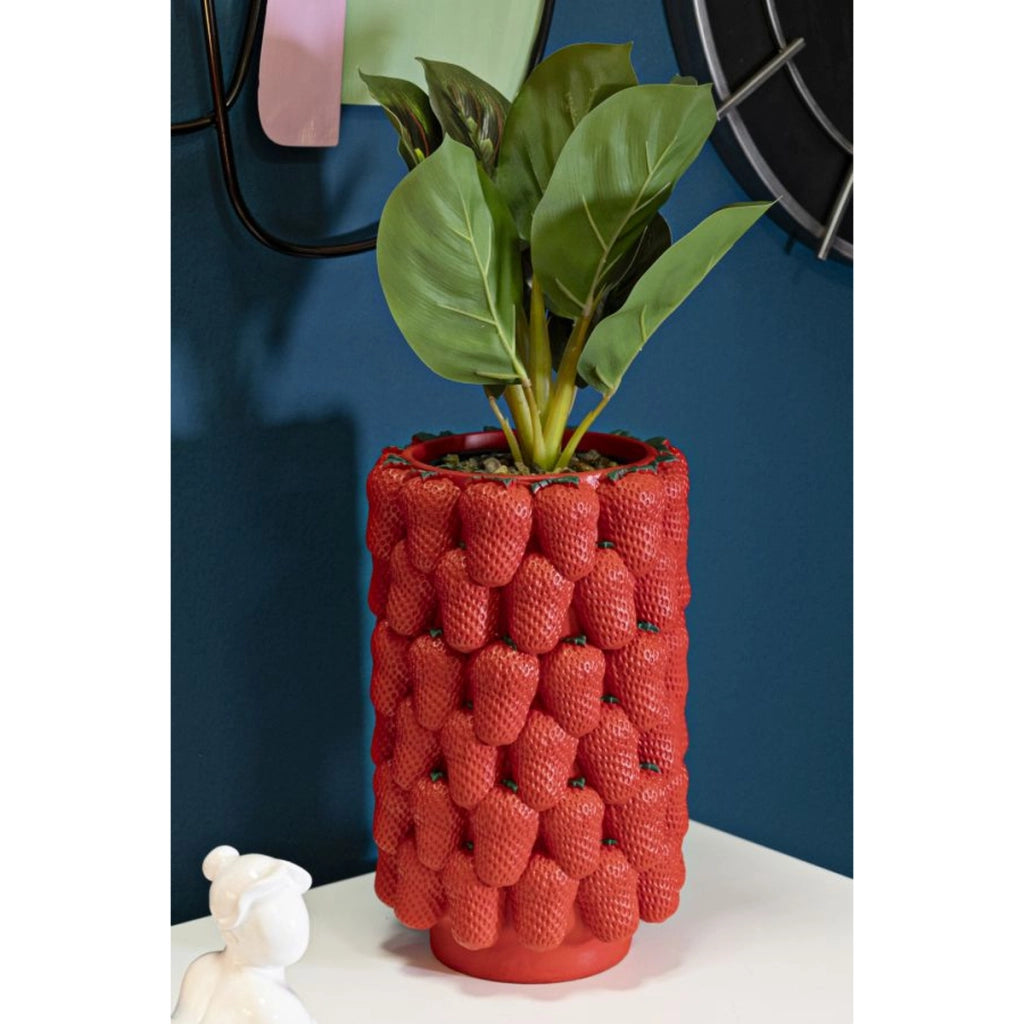 Vaso Decorativo Fragole, Rosso, Poliresina, 20x20x32 cm
