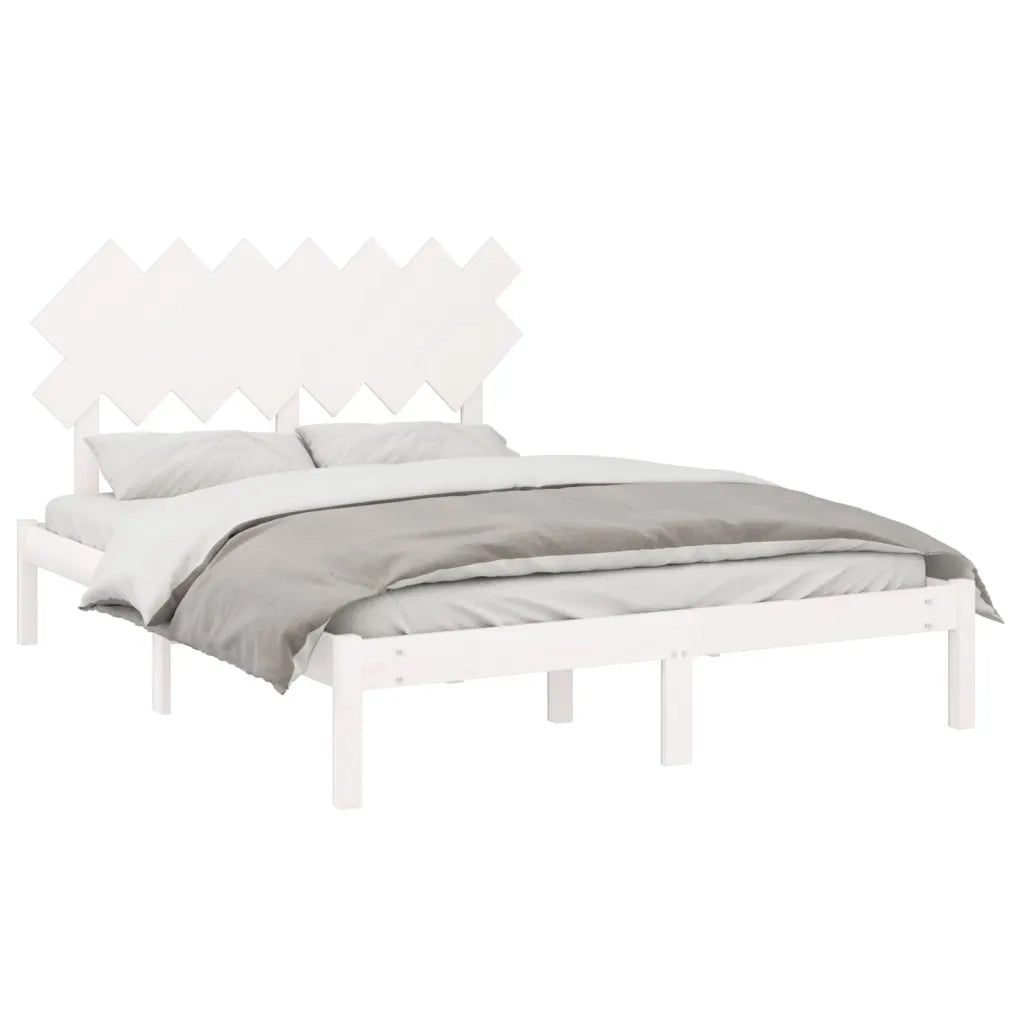 Giroletto-Struttura Letto Bianco 140x190 cm 4FT6 Double in Legno Massello