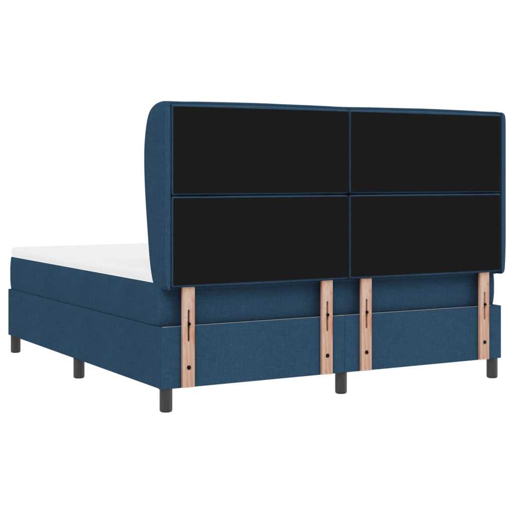 Letto Box Spring con Materasso Blu 180x200 cm in Tessuto