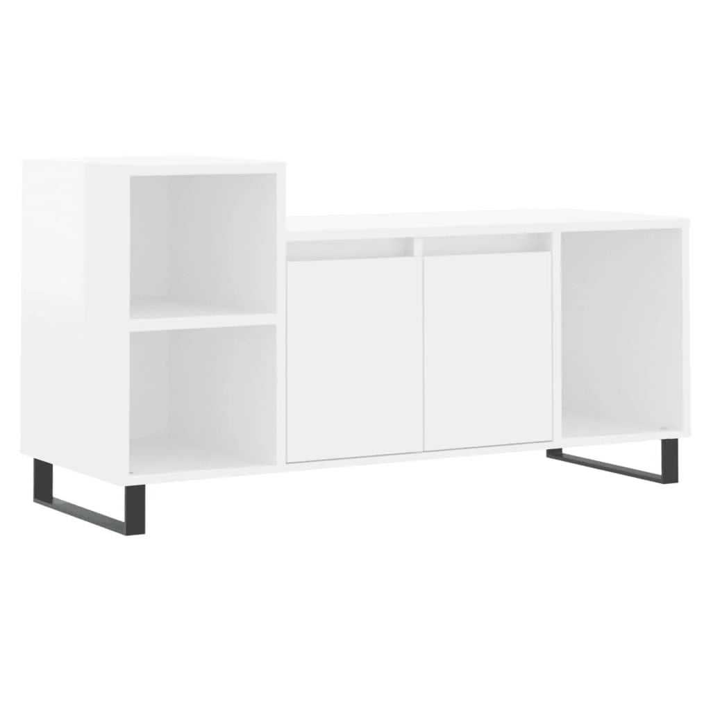 Mobile TV multimediale mensola TV credenza TV sala da pranzo soggiorno camera da letto finitura lucida 100 x 35 x 55 cm legno ingegnerizzato bianco 02_0026982