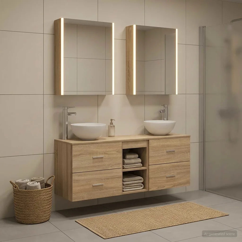 Set di Armadi da Bagno 5 pcs Rovere Sonoma 53 x 15,5 x 70 cm 3406689