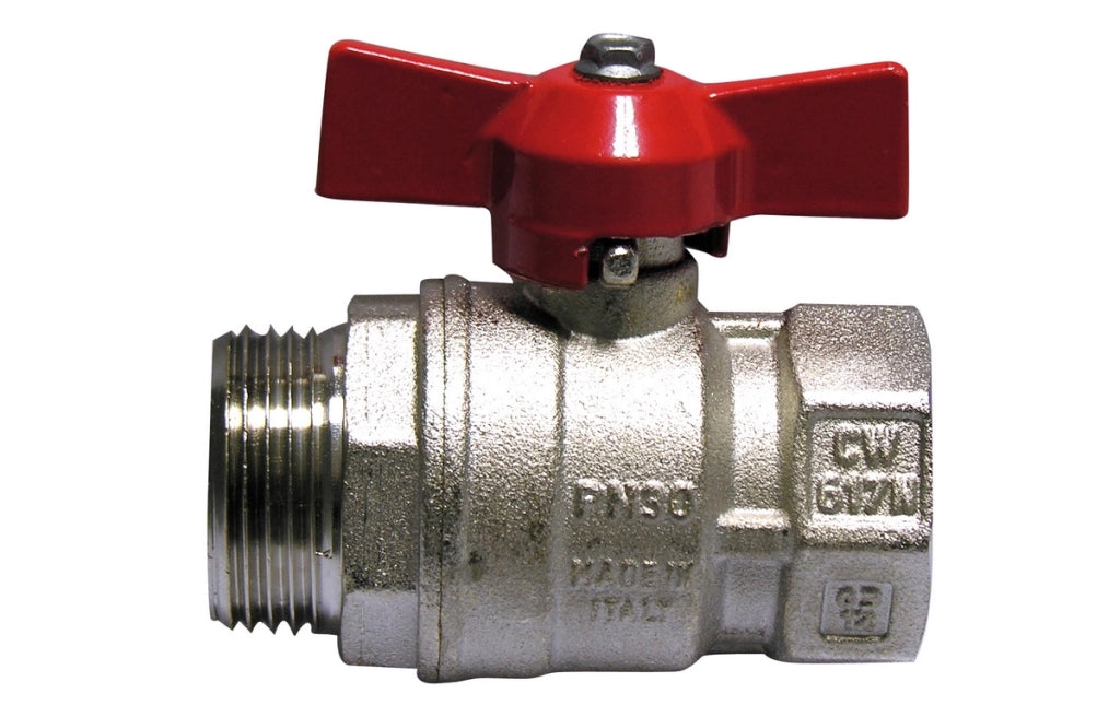 VALVOLA A SFERA MF CON FARFALLA LEVA ROSSA- 1/2 (DN 15) F-BRICO- FAIDF- pezzi 1