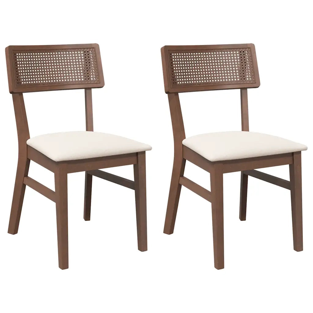 Sedie da Pranzo con Cuscini 2pz Marrone Legno Massello di Hevea
