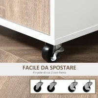Carrello da Cucina Portavivande per Microonde con 4 Ruote, in Legno, 60x40x77cm - Rovere