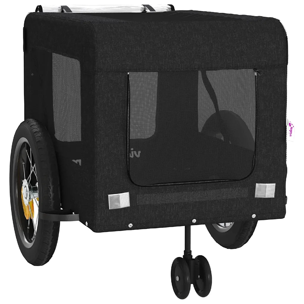 Rimorchio da Bici per Animali Nero Oxford e Ferro CFW7736087
