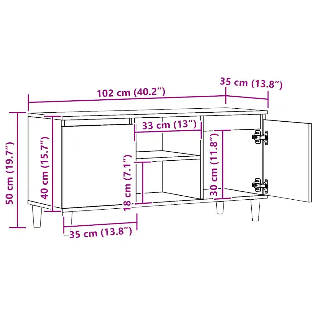 Mobile TV Rovere Artigianale 102x35x50 cm in Legno Multistrato 856429