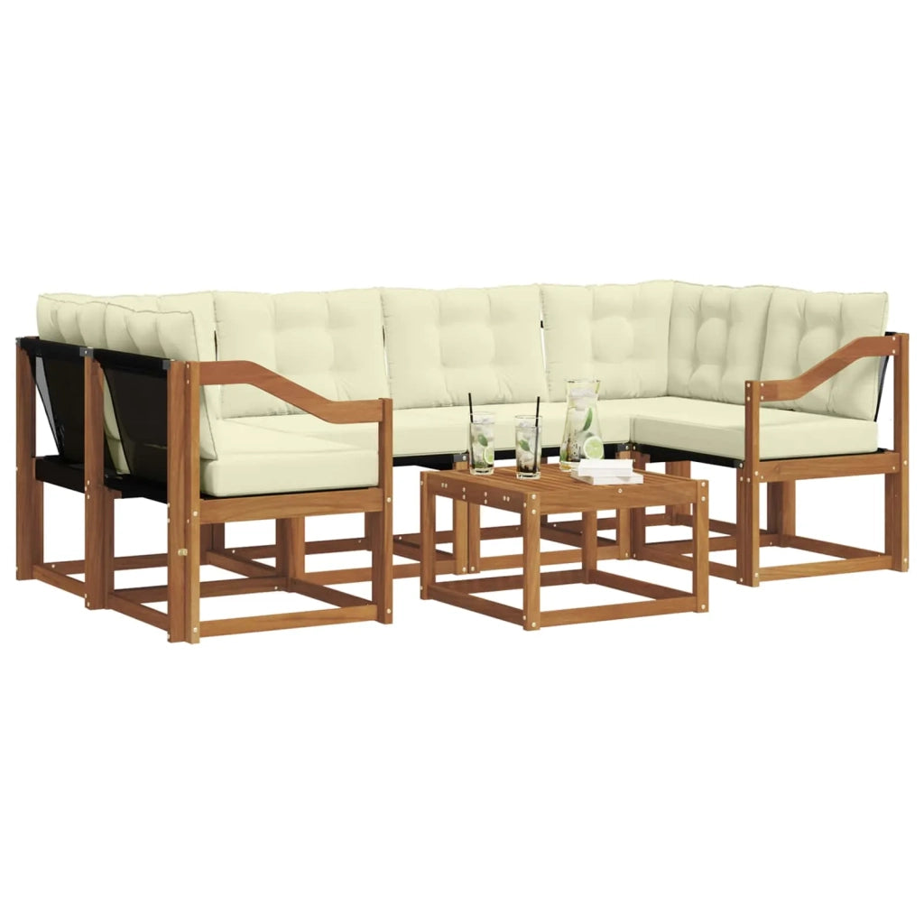 Set di divani da esterno con cuscino 7 pcs Naturale e Crema