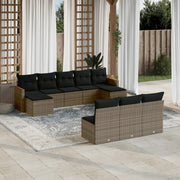 Set Divano da Giardino 10 pz con Cuscini Grigio in Polyrattancod mxl 113098