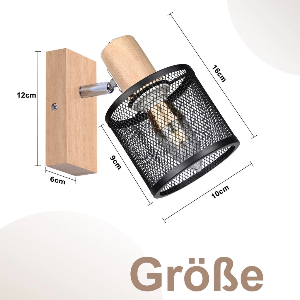 ZMH Faretto da soffitto 1 luce orientabile 350° aspetto legno per soggiorno