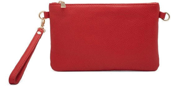 Borsa da donna in pelle reale – borsa e spalla – 100% Made in Italy – cinturino e maniglia rimovibile (rosso)