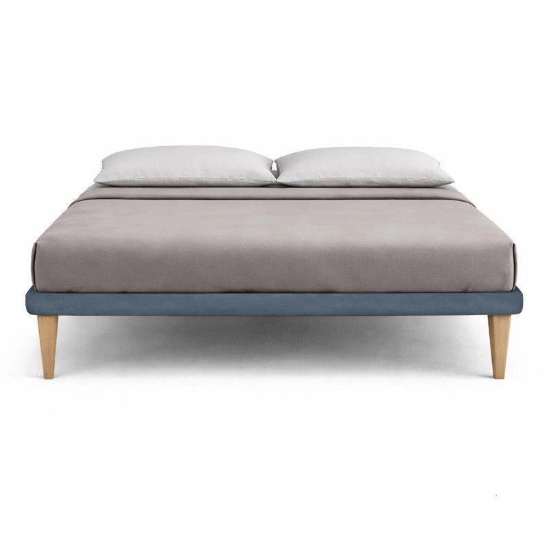 Letto imbottito Letto Matrimoniale alla Francese 140x190 cm Tessis - Con rete,Microfibra,Blu