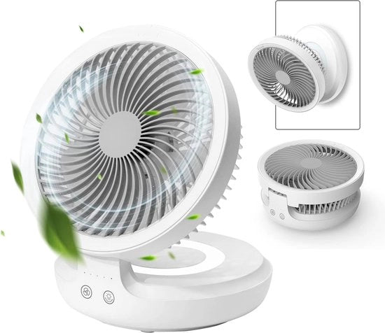 Ventilatore - Ventilatore portatile con telecomando - Silenzioso e potente - Rotativo - 3 velocità - 90° pieghevole per facile stoccaggio - Formato compattibile per uso domestico, ufficio e campeggio - Batteria ricaricabile da 4000 mAh