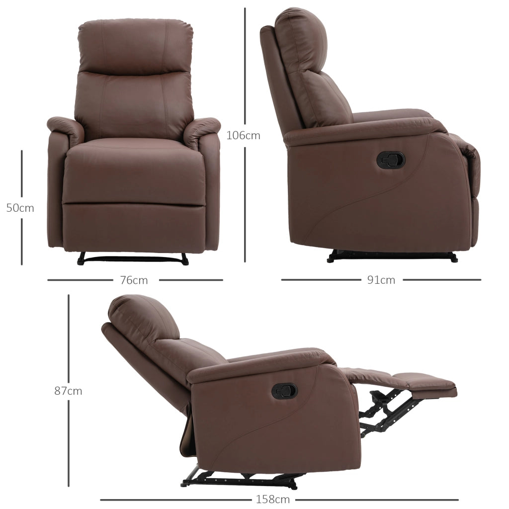 Poltrona Relax Reclinabile Manuale con Poggiapiedi ¨C Xylo ¨C Similpelle Marrone 76x91x106cm