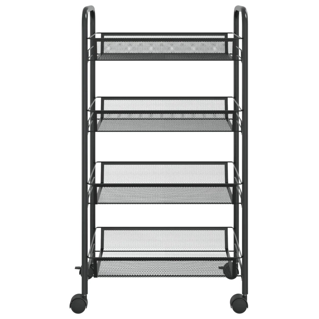 Carrello da Cucina con 4 Ripiani Nero 46x26x64 cm in Ferro CFW6122245