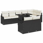 Set Divano da Giardino 9 pcs Nero Rattan in Polipropilene