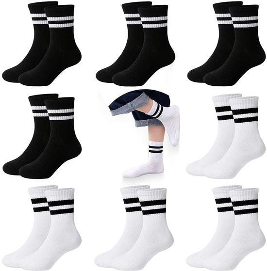 Calzature sportive per bambini 8 paia - calze in cotone - misura 33-36 - calze da tennis - calzature sportive per bambini - forma perfetta - calze per bambini