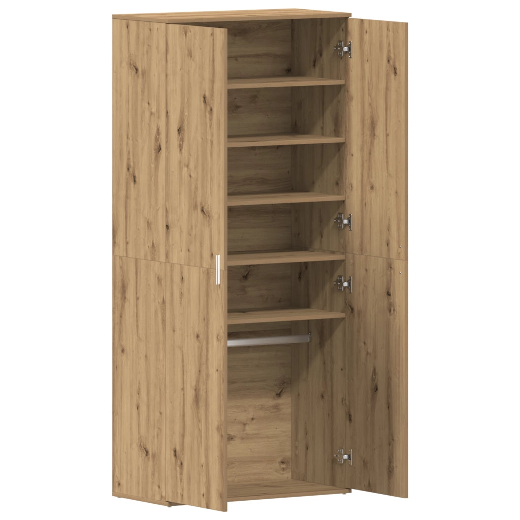 Armadio per Scarpe Rovere Artigianale 80x39x180 cm Legno Ingenerizzato