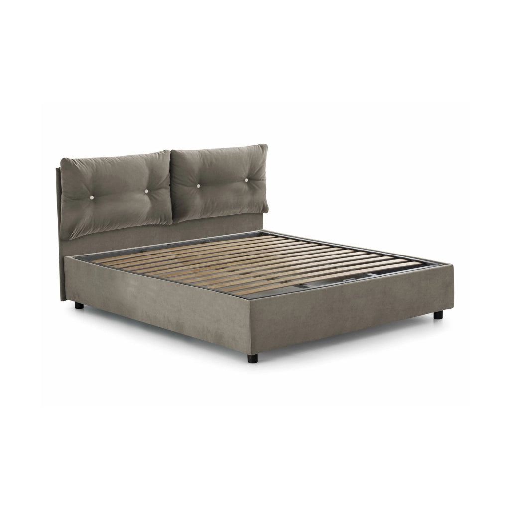 Agamennone, Letto Piazza e Mezza Sfoderabile Made in Italy, Grigio Tortora
