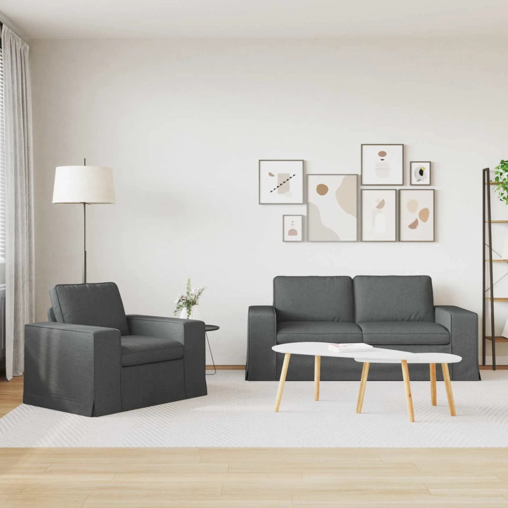 Set di divani 2 pcs Grigio scuro 182 x 80 x 82 cm Tessuto