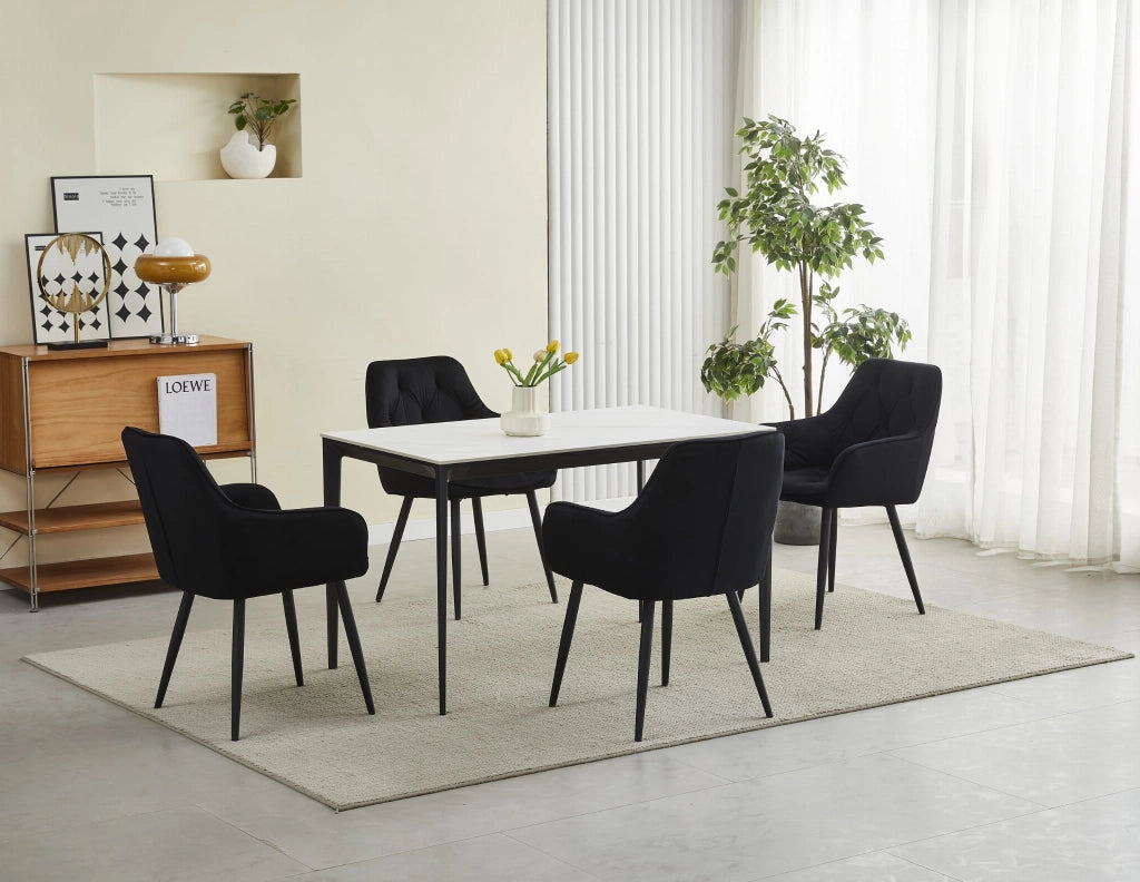 Sedia da pranzo Valora LUKK - Velluto nero con gambe nere x1