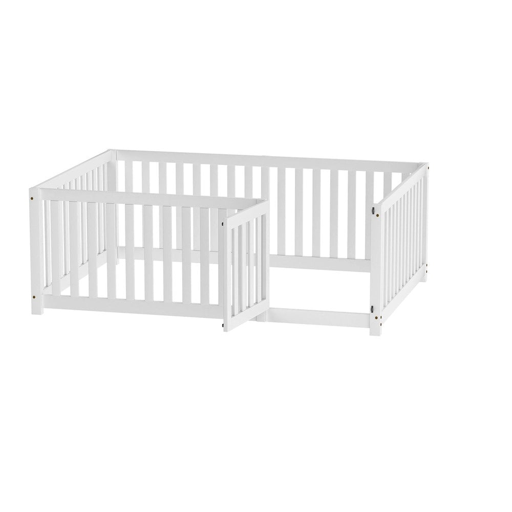Letto Bambini 140x200 in Legno con Cancelletto e Porta ¨C Xylo ¨C Bianco