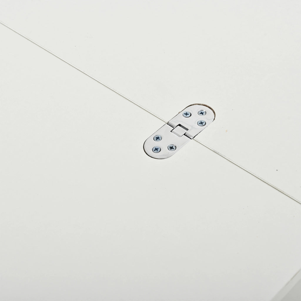 Tavolino basso sollevabile in truciolare con 4 cassetti, 2 vani aperti e rotelle, bianco, 100 × 50 × 52 cm
