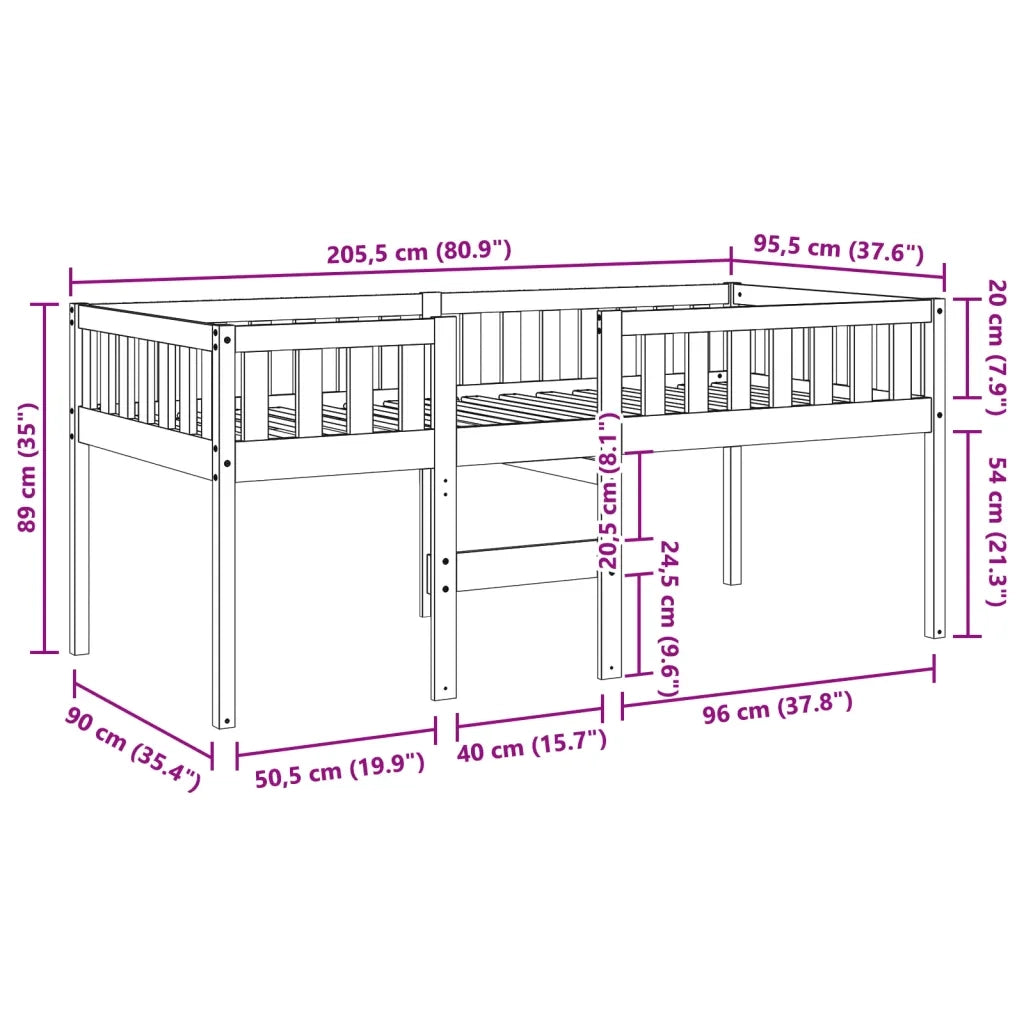 Letto Bambini | Letto Infantile | Lettino senza Materasso Marrone Cera 90x200 cm Legno Pino