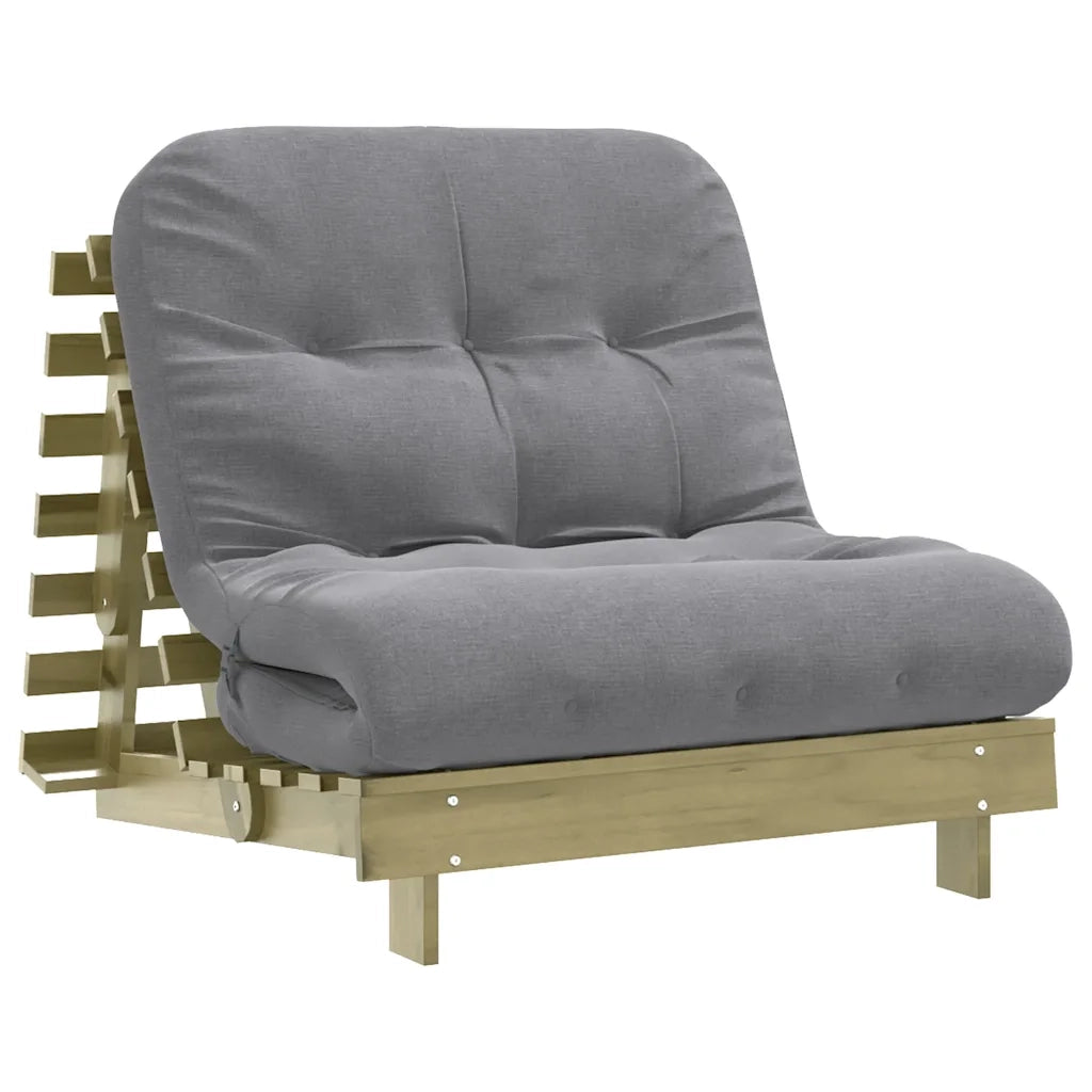 Divano Letto Futon con Materasso 90x206x11cm Pino Impregnato 846765