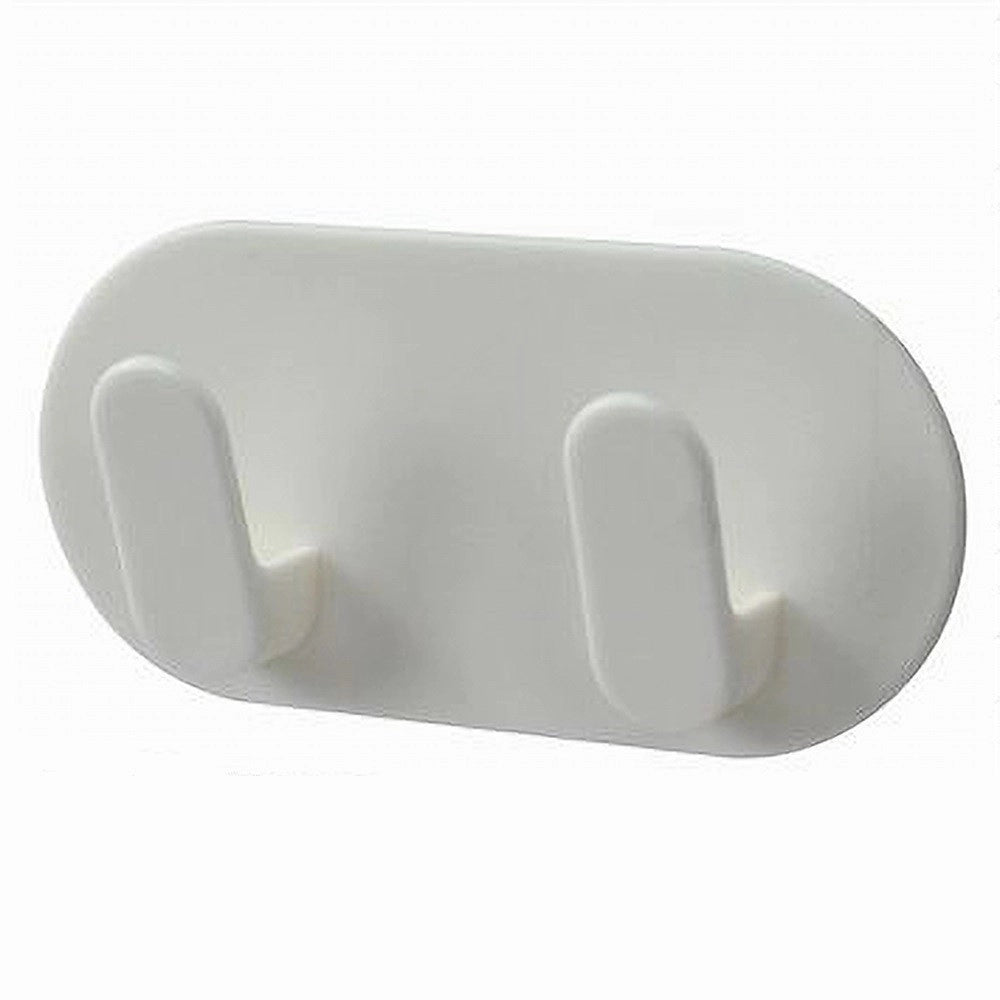 Trade Shop - Appendiabiti 2 Ganci Posti Doppio Adesivo Parete Cucina Bagno Attaccapanni 79339 -