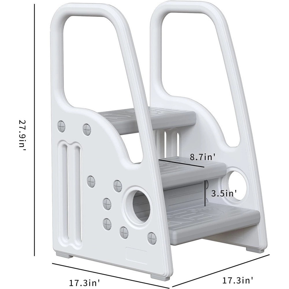 Trade Shop - Sgabello Per Bambini Piccoli Scala A Pioli Per Bagno Cucina Toilette Con Manici -