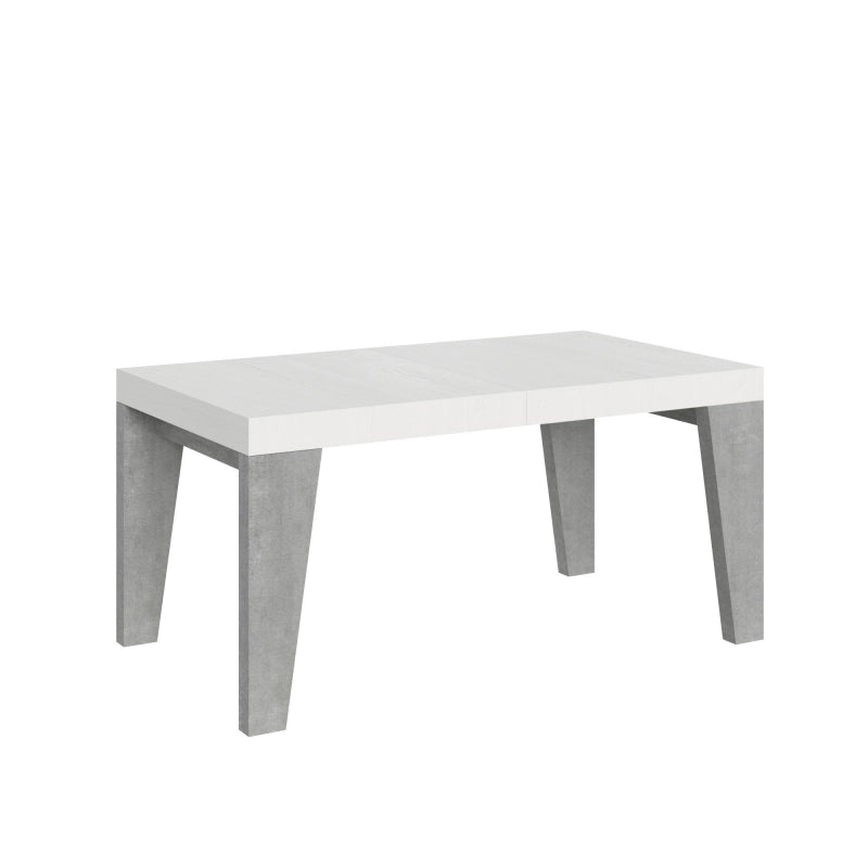 Tavolo allungabile 90x160/420 cm Naxy Mix piano Bianco Frassino - g - Bianco Frassino/Cemento