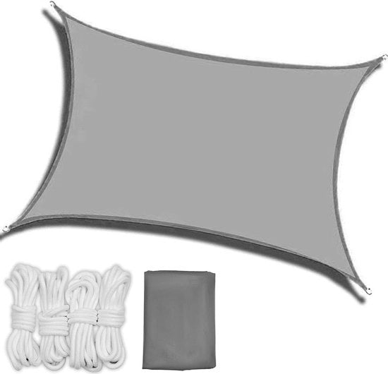 Zonnetenda rettangolare 2 x 3 m - Protezione UV, Schermo dal vento, Impermeabile - Compreso cavo di fissaggio - Adatto per balcone, giardino, terrazza, spiaggia