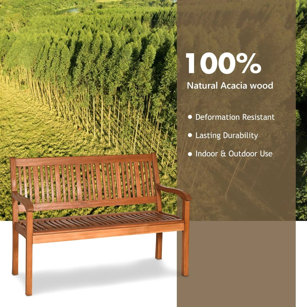 Panchina da Esterno in Legno a 2 Posti, Panchina da Parco Resistente alle Intemperie a 2 Posti, Panca da Giardino in Legno Massiccio da 360 kg,126x63x91 cm, Naturale